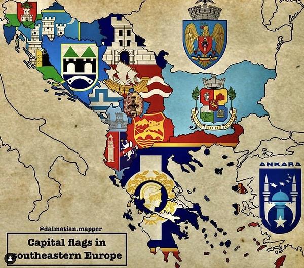 14. "Avrupa’daki başkentleri sembolize eden amblemler"
