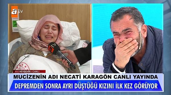 Nevşehir'de bir hastanede tedavi gören kızı Menekşe'yle görüntülü görüşmeyle konuşan Necati Karagön, yayın esnasında gözyaşlarını tutamadı.