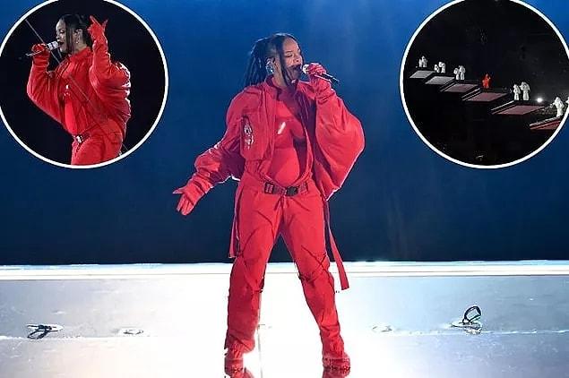 What drew attention rather than the performance was Rihanna's prominent belly and pregnancy claims.