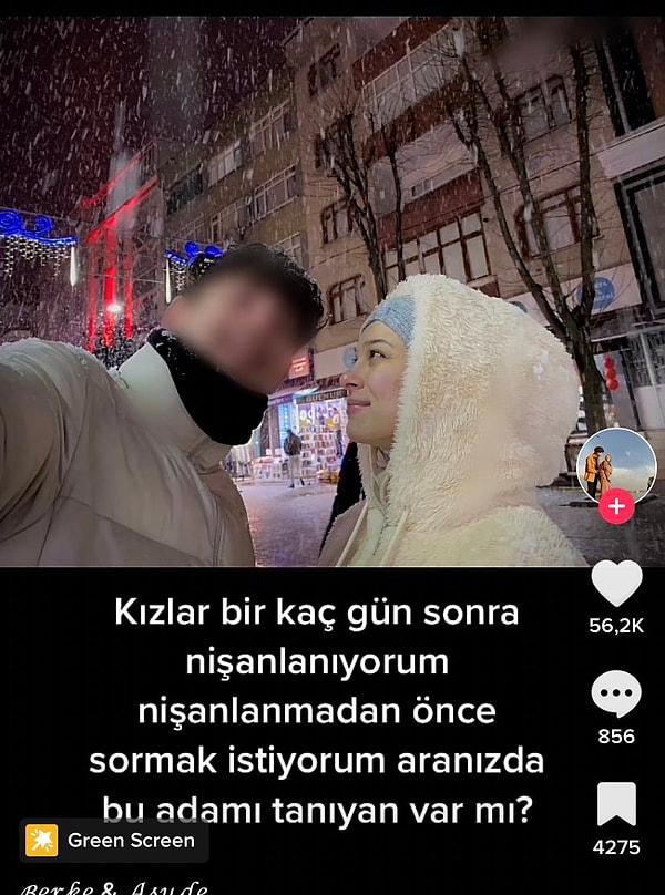 Fakat Asude nişandan önce müstakbel eşi hakkında bir araştırma yapmak istemiş ve takipçilerine şu soruyu sormuş: "Kızlar, bu adamı tanıyan var mı?"