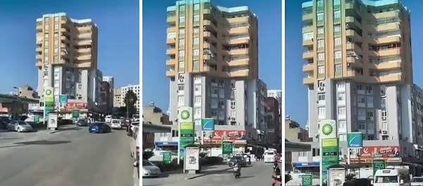 Depremden önce çekildiği tahmin edilen videodaki binanın depremde ne olduğu konusu da merak uyandırdı.