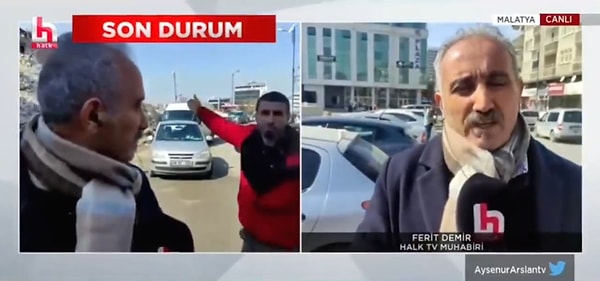 Ferit Demir o anları, "Halk TV mikrofonunu görünce çekiç aldı çıktı. 'Yalan söylüyorsunuz' diye saldırmaya çalıştı, 'Seni vururum, öldürürüm' gibi şeyler söyledi. Polise söyledik, hiçbir şey yapmadı" diyerek anlattı.