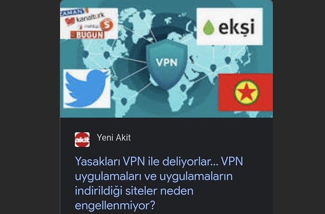 Hükümete yakın Yeni Akit ise sosyal medya kısıtlamalarından öte VPN'lere erişimin de engellenmesi gerektiğini savundu. Hükümete yakın Yeni Akit ise sosyal medya kısıtlamalarından öte VPN'lere erişimin de engellenmesi gerektiğini savundu.