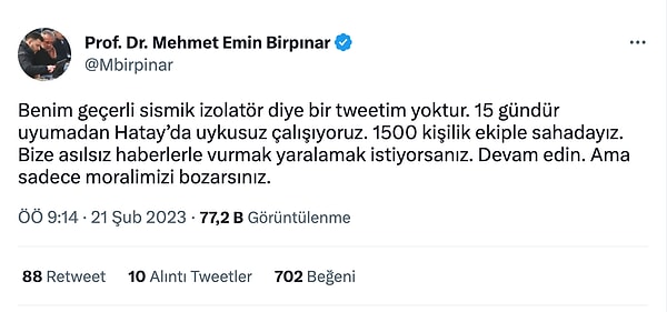 İddia: Bakan yardımcısı Birpınar "sismik izolatör" paylaşımı yaptı.