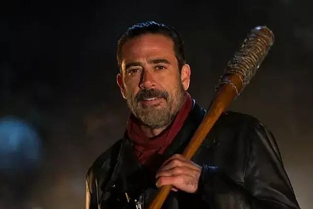 6. Negan joined the series as a ruthless and charismatic villain, with black hair and a smug attitude.