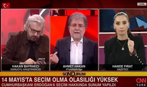 Hürriyet Gazetesi Ankara Temsilcisi Hande Fırat, geçtiğimiz günlerde Ahmet Hakan'ın moderatörlüğü0nü yaptığı Tarafsız Bölge programında seçimle ilgili konuştu.