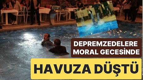 Depremzedelere Moral Gecesinde Sahneye Çıkan Türkücü Mustafa Keser Havuza Düştü