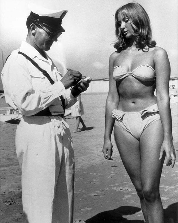 9. Bikini giydiği için ceza yiyen bir kadın... (1957)