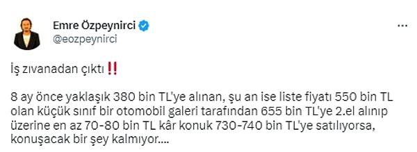 Otomobil habercisi Emre Özpeynirci, durumu artık çığırından çıktı şeklinde yorumladı ve şöyle açıkladı: