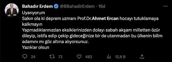 İYİ Parti Genel Başkan Yardımcısı Prof. Dr. Bahadır Erdem, gözaltının tutuklanmaya dönmemesi gerektiğini söyledi.