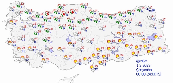 Bugün yurt genelinde hava şöyle: