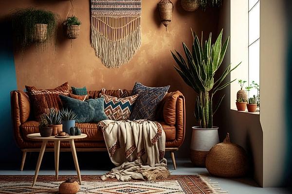 Bohem stilde dekorasyonun psikoloji ile bağlantısı vardır. Bu sebeple insanı sakinleştiren aksesuar ve mobilyalar tercih edilir. Soğuk ve düz duvar renkleri kullanmak yerine toprak tonları gibi sıcak renkler kullanılabilir.