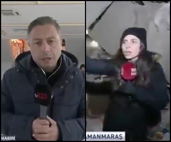4. TV100 Muhabiri Sertaç Murat Koç ve SHOW TV Muhabiri Tuğba Södekoğlu, konuşmak isteyen depremzedeleri susturmaya çalıştı...