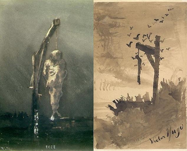 The most curious thing is Hugo's drawings of hanged men. Nobody knows why he made them, and maybe we will never know.