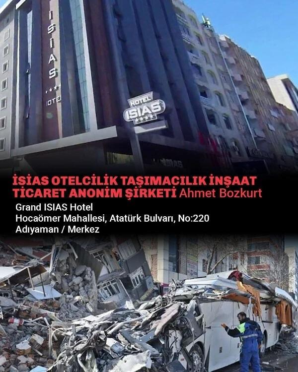 İSİAS OTELCİLİK TAŞIMACILIK İNŞAAT TİCARET ANONİM ŞİRKETİ Ahmet Bozkurt Grand ISIAS Hotel Hocaömer Mahallesi, Atatürk Bulvarı, No:220 Adıyaman / Merkez