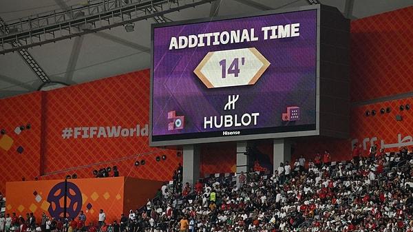 Katar'daki 2022 Dünya Kupası'nda İngiltere ve İran arasında 90 dakikalık maça, toplamda 26 dakika ilave süre eklenmişti.