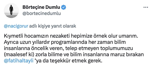 Bir teşekkür de hocalarımızın ülke çapında tanınmasını sağlayan Fatih Altaylı'ya geldi.