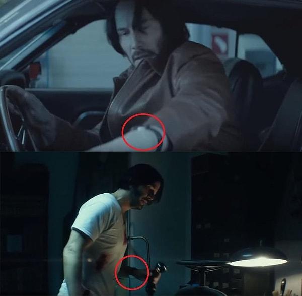 9. 'John Wick' filminde aksiyon başlamadan önce saatini normal bir şekilde takan John'un sonradan saati içe döndürdüğünü görüyoruz.