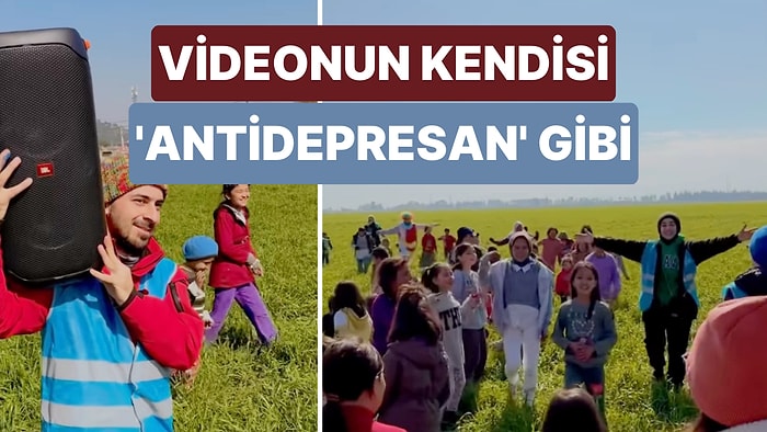 Deprem Bölgesindekilere Yardım Eden Bir Grup Depremzede Çocuklarla ‘Antidepresan’ Şarkısı Eşliğinde Dans Etti