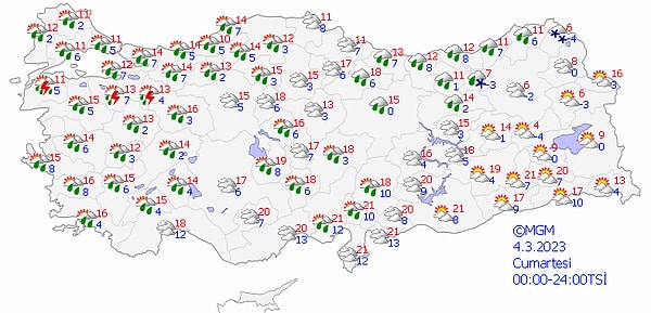 Bugün yurt genelinde hava şöyle: