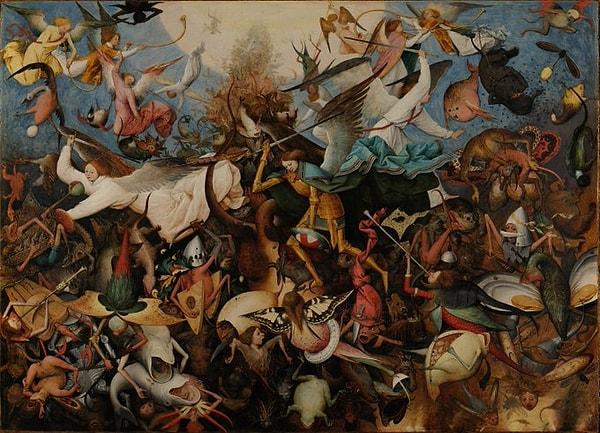 'Asi Meleklerin Düşüşü' tablosunda o kadar detay var ki, Bruegel'in bunu nasıl resmettiğini hayal bile edemiyor insan.