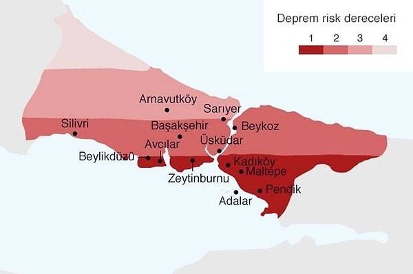 İstanbul ilçeleri deprem riskine göre üçe ayrılıyor.