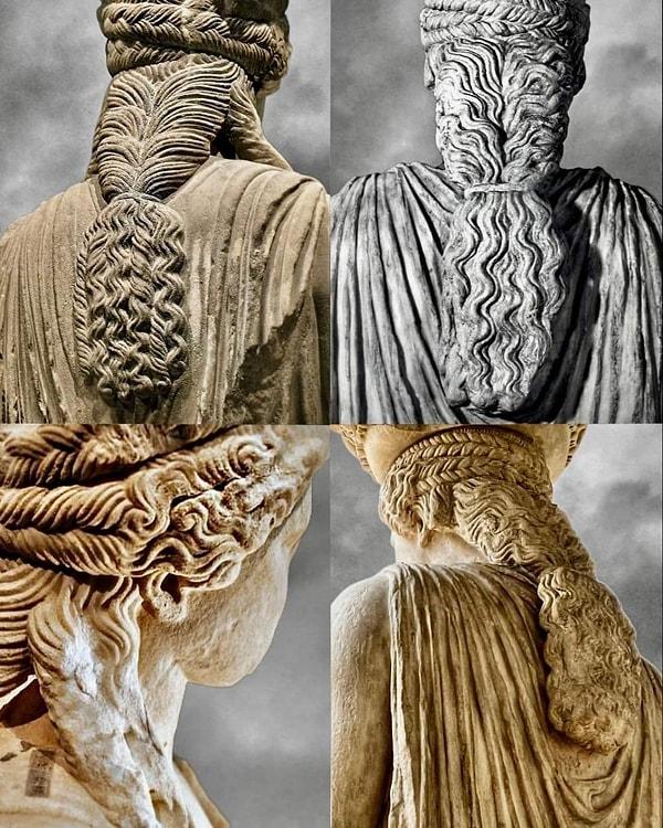 2. Çok ince detaylara sahip olan Karyatid saç örgüleri. (MÖ 421-406)