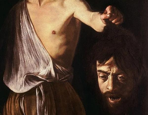 Burada hastalıklı bir otoporte görüyoruz, Caravaggio kendi yüzünü, kafası kesilmiş Golyat olarak tasvir etmiş.