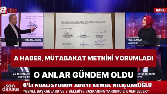A Haber'de 'Altılı Masa' Mutabakat Metnine Atılan İmzaların Sırası Üzerinden Analiz Yapılmaya Çalışıldı