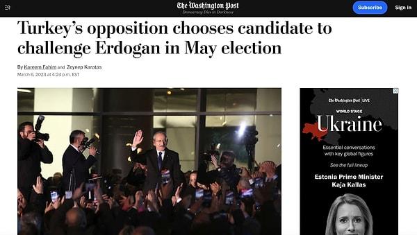 Washington Post - “Türkiye muhalefeti, Mayıs seçimlerinde Erdoğan'a meydan okuyacak adayını seçti”