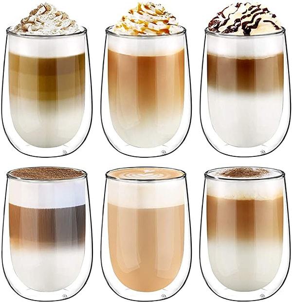 9. Kahvesiz asla diyen kadınlar için harika bir latte bardak seti.