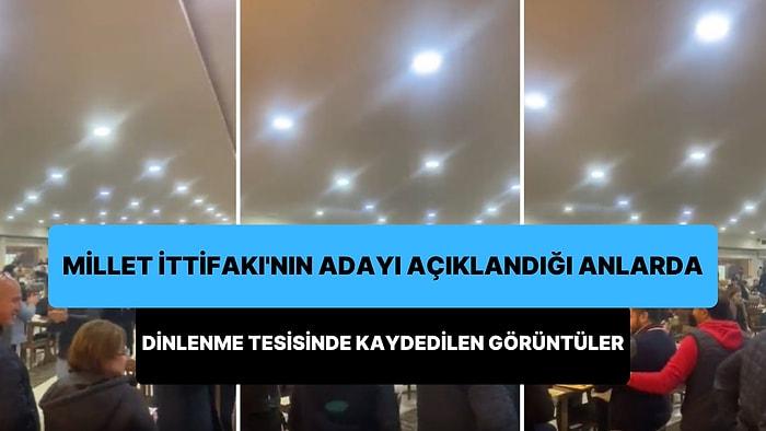Kemal Kılıçdaroğlu'nun Adaylığının Açıklandığı Anlarda Bir Dinlenme Tesisindeki İnsanların Coşku Dolu Anları