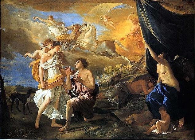 As we move into the 17th and 18th centuries, color itself begins to take center stage. Nicolas Poussin, like Titian, whom he followed, depicted color in a striking way.