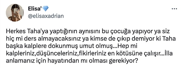 Umarız ki bir gün Taha'ya üzüldüğümüz gibi başka gençlerimize de üzülmeyiz.