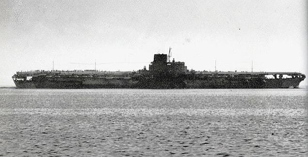 5. The Japanese had spent 4 years converting one of their largest warships into an aircraft carrier. This ship was sunk by a submarine the first moment it was launched.
