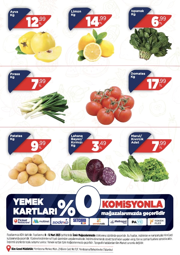 Kim Market 8 - 15 Mart İndirimleri: Manav (İzmir)