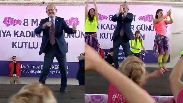 Büyükerşen'in '8 Mart Dünya Kadınlar Günü' kutlamaları için hazırlanan bir platformda yaptığı dans dün gündem olmuştu.
