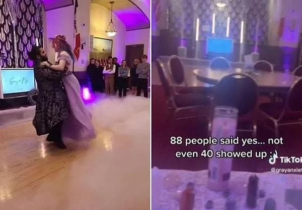 6-  3.9 milyon izlenerek viral olan videoda, bir çift davet ettikleri düğünlerine kimse gelmeyince boş düğün salonunda birlikte ağladı.