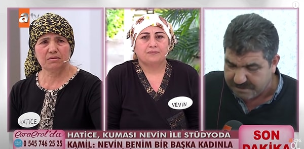 'Nevin benim başka kadınlarla görüşmeme izin vermiyor, Hatice'yi dolduruyor.' diyerek kendini savunan Kamil, Nevin'in her konuda yalan söylediğini iddia etmişti.