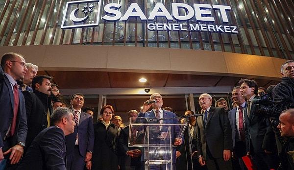 Altılı Masa'nın Cumhurbaşkanı adayının CHP Genel Başkanı Kemal Kılıçdaroğlu olarak açıklandı. Saadet Partisi'nin ev sahipliği yaptığı toplantı sonrasında Genel Merkez önünde Cumhurbaşkanının adı duyuruldu.