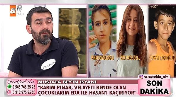 6. Esra Erol'a katılan Mustafa Dağlıoğlu, eski eşinin çocuklarını kaçırdığını, anneleri Pınar ve sevgilisiyle yaşayan çocuklarının hayatından endişe ettiğini söyledi. Mustafa Dağlıoğlu'nun canlı yayındaki zina iddiası ise şaşkınlık yarattı.
