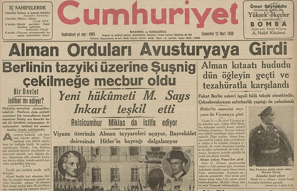 Bugünün eski gazetesi: 12 Mart 1938