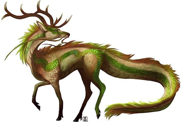 3. Kirin: Alevli vücudunun her yerinde ejderha benzeri pullarla bezeli yetişkin bir geyik büyüklüğünde olan bir yaratıktır. Saflığı, adaleti ve bilgeliği simgeler.