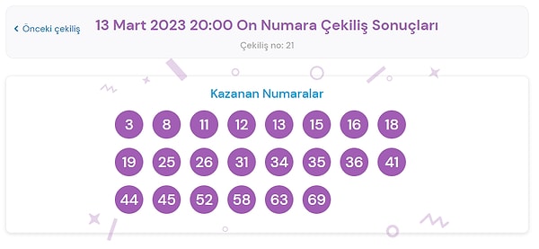 13 Mart Pazartesi On Numara kazanan numaralar