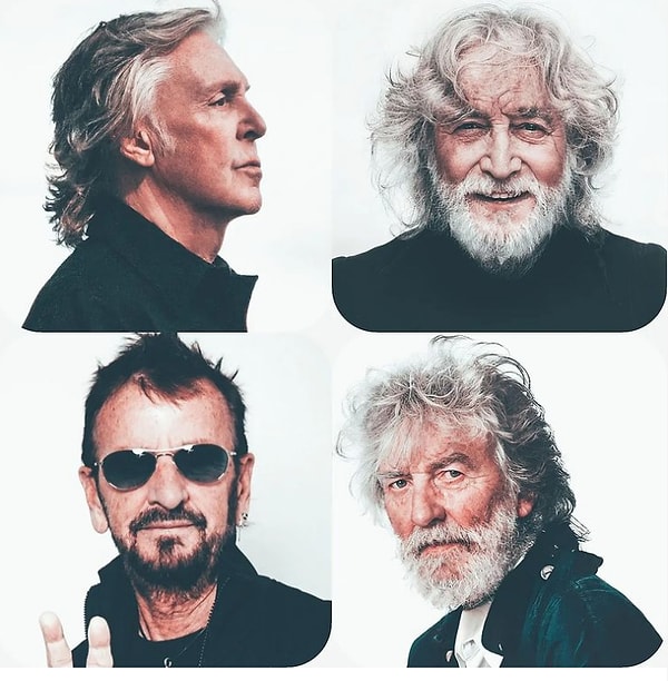Вот как могли бы выглядеть Джон и Джордж в прошлом году, если бы они все еще были с нами и играли с Полом и Ринго. Джону здесь было бы 82 года; Джорджу было бы 79