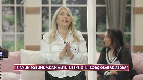 Yasemin Hanım'ın açıklaması ise hem gelinleri hem kayınvalideleri çok şaşırttı. Yasemin Hanım, "8 aylık torunumdan altın bilekliğini borç aldım." dedi.