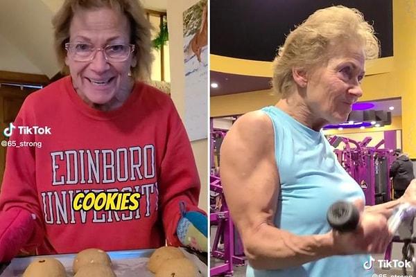 Granny Guns olarak bilinen 65 yaşındaki kadın TikTok'ta viral olan videosunda ağırlık çalışmayı ve kurabiye yapmayı sevdiğini belirtti.