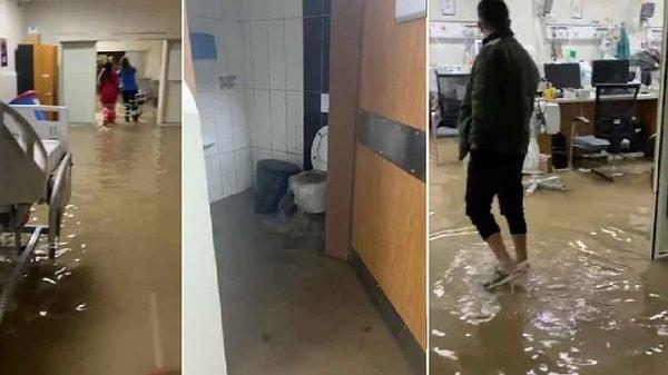 Aşırı yağışlar dolayısıyla Şanlıurfa Eğitim ve Araştırma Hastanesi acil servisi de sular altında kaldı.