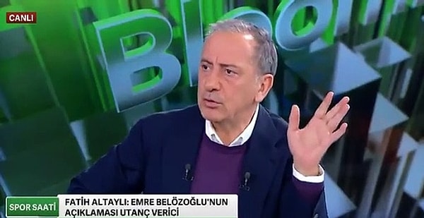 Fatih Altaylı da Belözoğlu'nun bu sözlerine tepki göstererek, "Bunun üzerinden böyle bir şey diyemezsin. Bunun üzerinden kadına hakaret edemezsin" ifadelerini kullanarak sert çıktı.