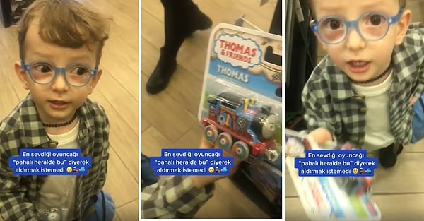 Annesi ise pahalı olmadığını belirtip, oyuncağı kendisinin alacağını söylüyor.